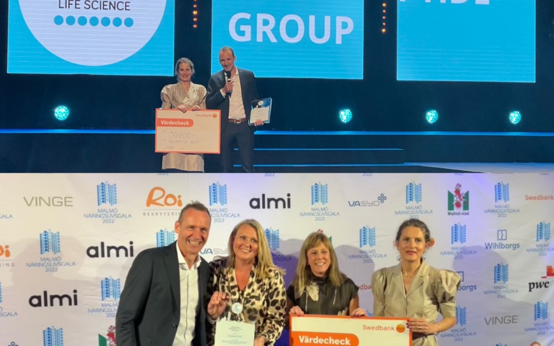 MVA-member, PolyPeptide Group wins the Malmö City Business Award in Life Science 2022